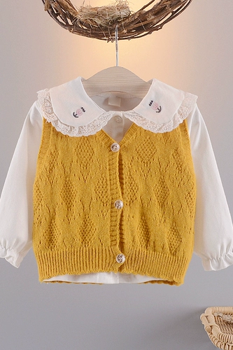 Осенний детский комплект, шерстяной жилет, хлопковая рубашка, 1-2-4 лет