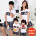 Cha mẹ và con mặc mùa hè 2018 gia đình mới ba gia đình nhà bông ngắn tay t- shirt phù hợp với mẹ và con của phụ nữ thủy triều Trang phục dành cho cha mẹ và con