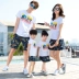 Cha mẹ và con mặc 2018 mới bông t- shirt gia đình ba mùa hè kích thước lớn gia đình mặc mẹ và con trai cha và con gái vài phù hợp với Trang phục dành cho cha mẹ và con