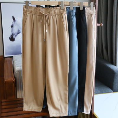 流水般丝滑~巨显瘦！西装裤女高腰宽松直筒薄款九分裤子夏季垂感