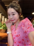 Южнокорейский летний товар, розовое шифоновое платье