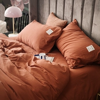 Forhome giá trị cao phong cách Bắc Âu rắn bông giặt bông bốn mảnh giường ga giường - Bộ đồ giường bốn mảnh chăn ga gối đẹp