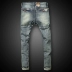 Ou Gutu mới mùa thu retro đơn giản giản dị chân Mỏng đàn hồi thấp eo jeans của nam giới kích thước lớn xiên pocket