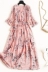Váy hoa 2019 mùa thu mới của phụ nữ V-cổ cao thắt lưng khâu cà vạt xòe voan siêu cổ tích - Váy eo cao Váy eo cao