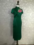 Расширенное ципао, зеленое шелковое платье, сделано на заказ