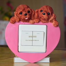 Декор для выключателя 贵宾犬树脂欧式开关贴开关套开关罩插座贴小狗汪汪开关贴家居礼品