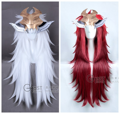taobao agent Bakery cos silver white red thickened long hair anti -warpal wig Baili Xuan Ce white tiger's headgear