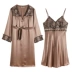 Mỹ tiêu chuẩn đồ ngủ gợi cảm áo choàng tắm phụ nữ mùa hè mùa thu dài tay lụa lụa treo đồ ngủ hai mảnh phù hợp với - Night Robe