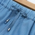 Tencel jeans váy mùa hè mới đơn giản phần mỏng đàn hồi eo dây rút tie cao eo quần chân rộng phụ nữ quần short giản dị