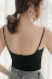 Áo thun cổ rộng hở lưng không cổ chữ V có đệm ngực tất lưng trong có dây đeo bằng vải cotton mỏng cho nữ mùa hè - Áo vest