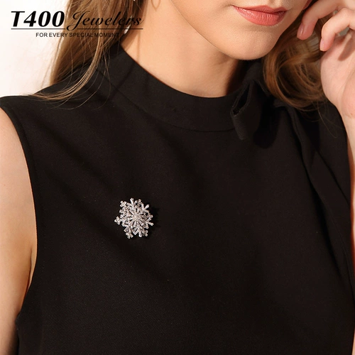 Платиновая двухэтажная брошь, защитное белье, булавка, цирконий на лацкан, со снежинками, изысканный стиль