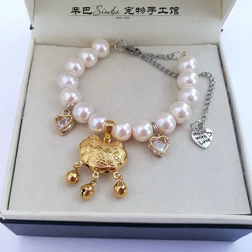 Колокольчик ручной работы, чокер, милое ожерелье из жемчуга, цепочка, аксессуар, домашний питомец, замок долголетия