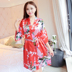 Áo ngủ nữ mùa hè băng lụa lỏng kích thước lớn kimono mỏng đồ ngủ mùa xuân và mùa thu yukata sexy lụa ngắn tay áo choàng tắm mùa hè Night Robe