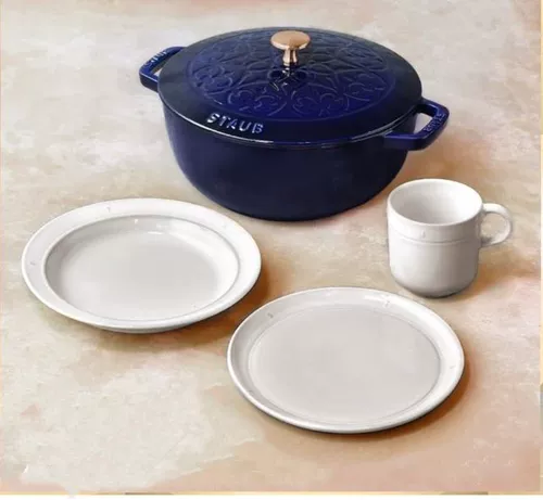 Стауб Эмалевая листовая горшка для горшки Графит Графит серой резной горшок темно -синий 24 -го 24 -мама 16 резной графитовой пепел