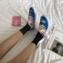 Mười bảy hươu 2018 giày vải mới màu xanh in ấn lưới trẻ em sinh viên Hàn Quốc phiên bản của Harajuku ulzzang harbor giày Plimsolls