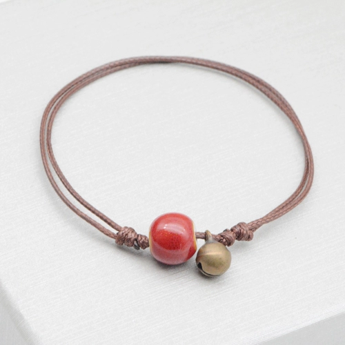 Браслет на ногу, колокольчик подходит для мужчин и женщин, ретро браслет из красной нити, ювелирное украшение, японские и корейские, в корейском стиле, подарок на день рождения, простой и элегантный дизайн