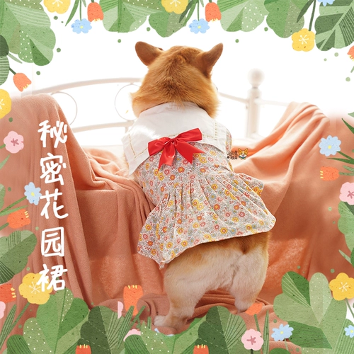 Wanwan Corgi Secret Garden Corki сладкая юбка весна и летняя летняя брызга хлопковая одежда для домашних животных собак