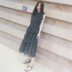 Váy đầm voan 2019 Mới của phụ nữ Hàn Quốc Victoria Vintage Dress High Eo polka Váy mùa hè - Váy eo cao váy xòe xếp ly eo	 Váy eo cao