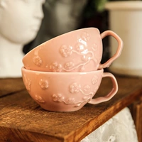 Сжигая его китайцев.Peach Blossom Relief Butterfly и старый цветочный старый розовый керамический суп из чашки для завтрака чашка кофейная чашка чай