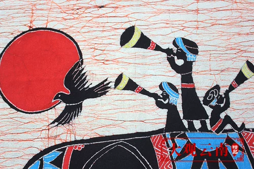 Средняя картина восковой краски Dai People, Хлопковая роспись гостиная в ресторане декоративная стена -национальная национальная фона