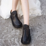 Высокая обувь, челси с молнией, короткие сапоги, 2023, из натуральной кожи, мягкая подошва