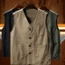 Áo vest nam mùa xuân và mùa thu cỡ lớn cotton nhiều túi vest cao cấp vest vai V-cổ vest nam khóa - Áo vest cotton