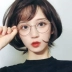 Kính nữ phiên bản tiếng Hàn của tai mèo dễ thương gọng kính gọng tròn mặt tròn nghệ thuật mạng màu đỏ có thể được trang bị mắt cận thị - Kính khung