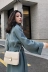 Áo len lông cừu hai mặt màu xanh khói đầy đủ màu xanh nữ 2018 thu đông mới phiên bản Hàn Quốc của chiếc áo khoác len ren dài tay thủ công áo khoác dạ nữ Áo khoác dài