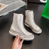 Martens, дышащие летние тонкие сетчатые короткие сапоги, босоножки на платформе, летние ботинки, коллекция 2022, из натуральной кожи