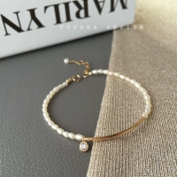 Thiết kế TYUSHA Natural Millet Ngọc trai nước ngọt Bracelet 14K vàng kim cương ngọc trai ngọt Bracelet đá moonstone