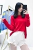 Mùa thu Hàn Quốc phiên bản của chic loose mỏng vòng cổ áo thun màu rắn giản dị hoang dã áo len dài tay T-Shirt phụ nữ Vòng cổ áo len