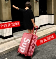 Sup trường hợp xe đẩy trong vali khung nhôm bánh xe phổ pc travel box tùy chỉnh gói mật khẩu nam giới và phụ nữ triều graffiti túi vali túi vải