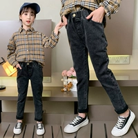 Осенние джинсы, модные черные детские весенние штаны, свободный крой, в западном стиле, подходит для подростков, в корейском стиле