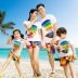 Hải Nam Sanya Holiday 2018 Bên bờ biển Gói gia đình Ba mùa hè Áo cotton ngắn tay Váy gia đình bộ pijama cho gia đình 3 người Trang phục dành cho cha mẹ và con