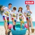 Hải Nam Sanya Holiday 2018 Bên bờ biển Gói gia đình Ba mùa hè Áo cotton ngắn tay Váy gia đình bộ pijama cho gia đình 3 người Trang phục dành cho cha mẹ và con