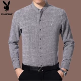 Playboy, летняя рубашка, для среднего возраста, короткий рукав, из хлопка и льна, большой размер