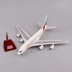 Máy bay tĩnh mô hình lắp ráp máy bay chở khách trang trí 46 cm Airbus a380 Emirates Airlines với bánh xe điều khiển bằng giọng nói chiếu sáng Chế độ tĩnh