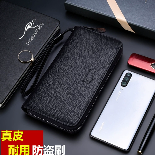 Цепочка с молнией, кожаная сумка с петлей на руку, мужской универсальный бумажник, кожаный кошелек, картхолдер для водительских прав, из натуральной кожи, воловья кожа