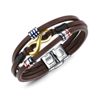 Cross -Border E -Commerce Source Source Sourcepped Retro Brown Titanium Steel Bracelet Мужской кожаный браслет N1217 N1217