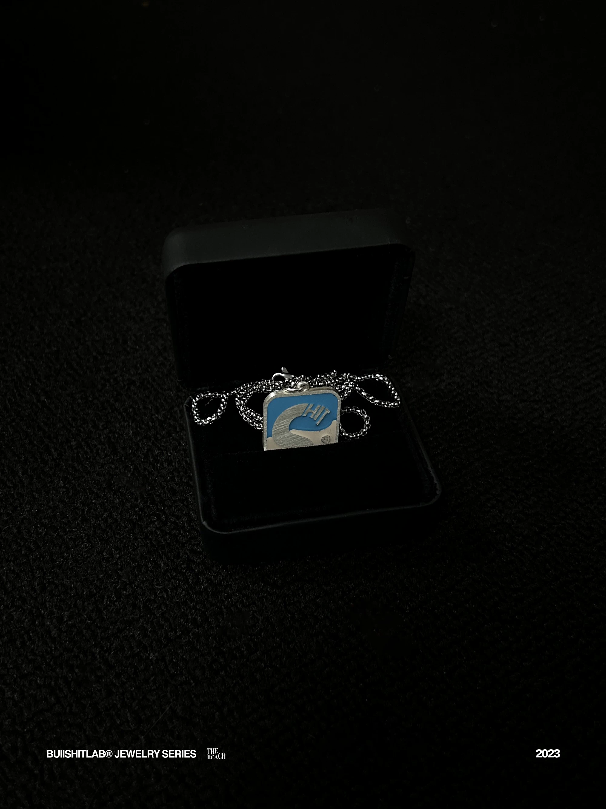 Genuine design beach enamel for experiments, stone inlay, necklace, silver 925 sample