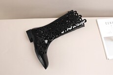 Босоножки 真皮镂空靴春款夏季凉鞋长靴女夏天穿的靴子高筒平底凉靴子洞洞鞋