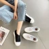 Hàn Quốc của phụ nữ mới giày răng cưa dưới nụ lưới mặt rỗng giản dị thấp để giúp muffin dày dưới nhỏ màu trắng giày giày vải phụ nữ