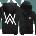 Alan Walker áo len Zip Hoodie Alan Walker với áo khoác DJ áo khoác hoodie có dây kéo Áo len
