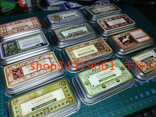 Японская ретро жестяная коробка, быстросохнущая чернильная подушечка, агатовый ящик для хранения, полный комплект