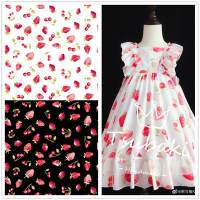 taobao agent Cat Ball Original-Lolita Lolita Lo skirt strawberry flat handle Bjd baby handmade DIY cloth
