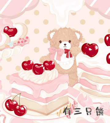 taobao agent Cat Ball Original-Lolita Lolita Lo skirt DIY handmade fabric handle map-three bears