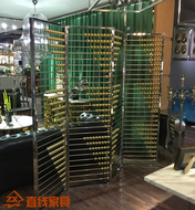 Hiện đại sáng thép không gỉ màn hình champagne vàng bead gấp màn hình phân vùng bàn tính hoa cửa sổ lưới trang trí nổ phần 6838