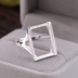 Nhẫn bạc 925 sterling trống hỗ trợ trống vuông bạc thiết lập dát sáp ong hổ phách sống mạ vàng bạch kim hỗ trợ nhẫn 13 * 18 nữ nhẫn vàng nam 18k Nhẫn
