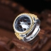 S925 thiết lập bạc sterling nhẫn nam mạ vàng hỗ trợ 15 * 15 Thiết lập nhẫn bạc Thái Lan sáp ong màu ngọc lam 13 * 16 nhẫn kim tiền Nhẫn