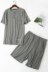 Pajama bộ người đàn ông của mùa hè phương thức vòng cổ quần short ngắn tay áo đơn giản phần mỏng màu rắn có thể được đeo bên ngoài nhà mát mẻ dịch vụ Bên ngoài ăn mặc